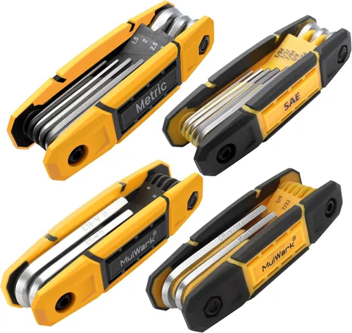 Miniatura 8 de MULWARK Juego de llaves Allen plegables de 17 piezas Sistema métrico y estándar SAE – Herramienta de llave 2 unidades hexagonales portátiles