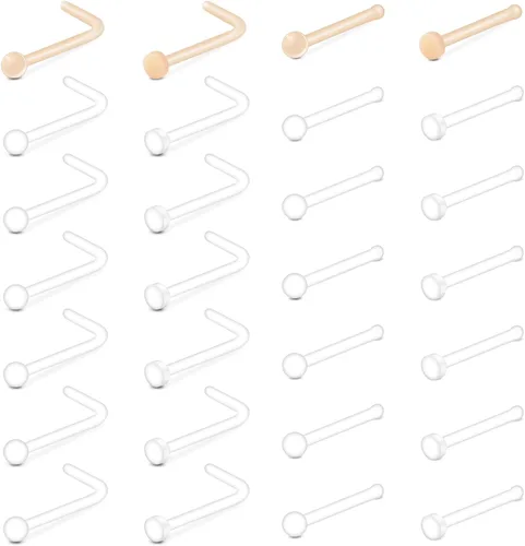 Miniatura 7 de MODRSA 18g 20g Nude Clear Nose Studs for Work Clear Piercing Retainers for Surgery Plastic Septum Retainer 16g Labret Lip Studs Plastic Cartilage