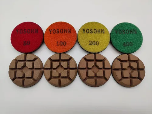 Miniatura 6 de Yosohn Almohadillas de pulido de diamante de 3 pulgadas para piso de concreto, grado profesional, alto rendimiento, juego de 3, con alfombrilla