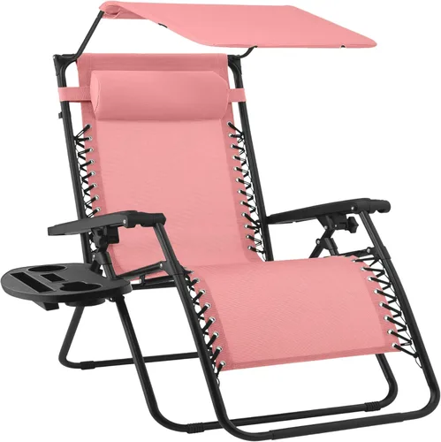 Miniatura 39 de Best Choice Products Sillón reclinable de 30 pulgadas de ancho con gravedad cero para exteriores, con toldo ajustable, reposacabezas, bandeja
