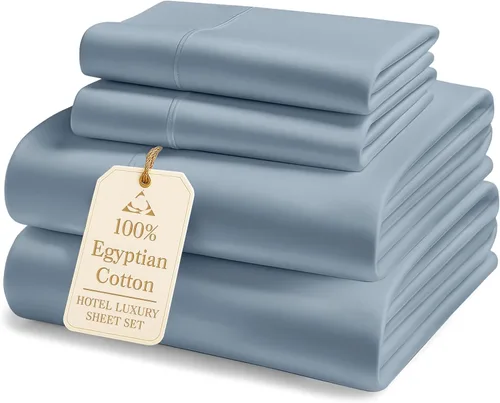 Miniatura 11 de Lane Linen Sábanas 100% de algodón egipcio, tamaño King, naturalmente transpirables y duraderas, cómodas para el invierno, ultra suaves, comodidad