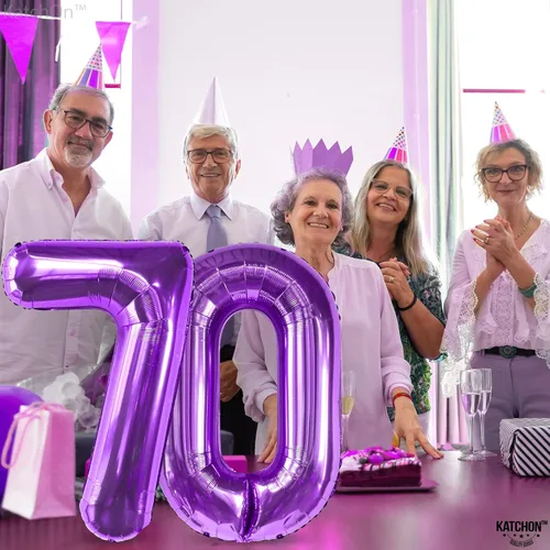 Miniatura 2 de KatchOn Globos gigantes morados del número 70, 40 pulgadas, decoraciones de 70 cumpleaños, suministros de fiesta para celebración de hitos