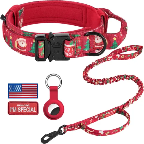 Miniatura 11 de DAGANXI Collar táctico para perro, collar ajustable de nailon para entrenamiento militar con asa de control y hebilla de metal pesado para perros