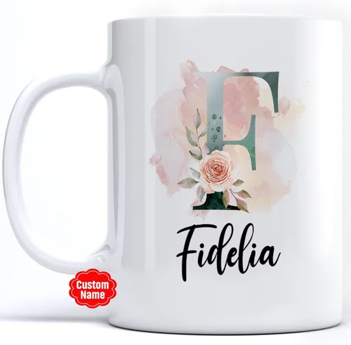 Miniatura 18 de PREZZY Taza personalizada con letra N con inicial, monograma personalizado, taza de café floral, regalos para mujeres, hombres, familiares, amigos