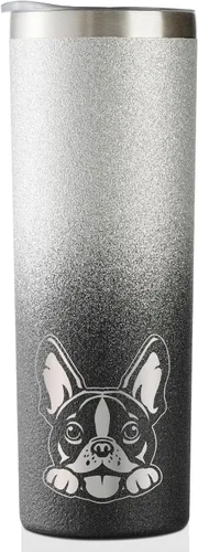 Onebttl Boston Terrier - Regalos para mujeres, madres de perros, amantes de los perros, vaso delgado de 20 onzas con tapa y popote para Navidad,