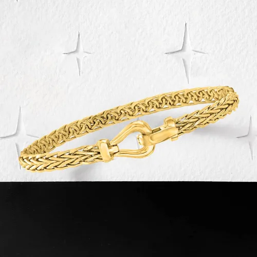 Miniatura 4 de Ross-Simons Pulsera de eslabones de trigo de oro amarillo de 14 quilates