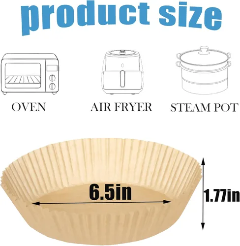 Miniatura 2 de 6.5 pulgadas redondas 100 piezas de forros de papel desechables para freidora de aire Non-Stick Oil-proof Resistant Airfryer Parchment Paper