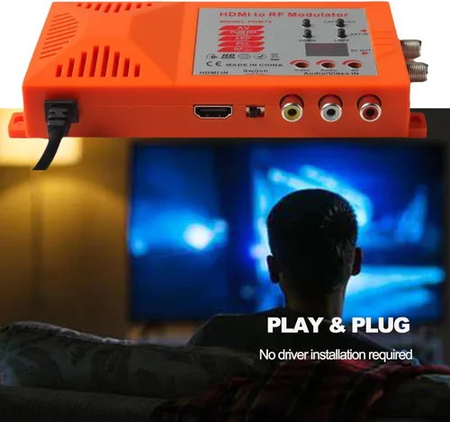 Miniatura 6 de Modulador HDMI a RF, CVBS RCA a adaptador coaxial, convertidor coaxial VHF UHF AV HDMI a RF con interruptor ANT y canal para TV PAL NTSC formato PS2