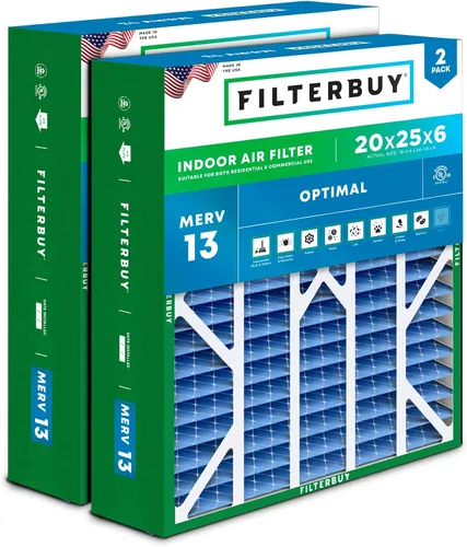 Miniatura 37 de Filterbuy Filtro de Aire MERV 13 de 20 x 25 x 5 pulgadas para defensa óptima contra el humo y las alergias (paquete de 2), filtros plisados