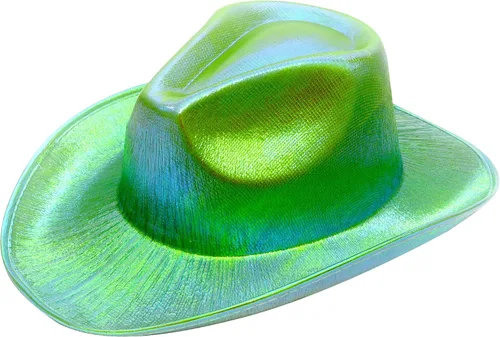 SoJourner Bags Sombrero de vaquero espacial con purpurina brillante, divertido sombrero de vaquera holográfico metálico para fiesta