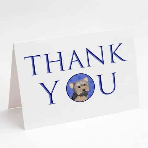 Miniatura 121 de Caroline's Treasures CK8919GCA7P - Tarjetas de felicitación y sobres de agradecimiento tricolor #1, diseño de pastor australiano, color negro, Blanco