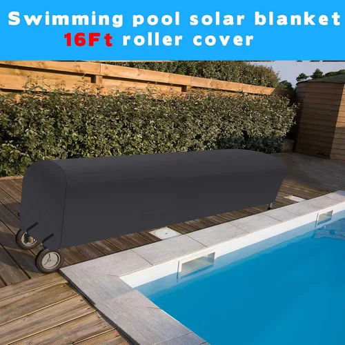 Miniatura 4 de Woanger Cubierta de carrete solar para piscina, impermeable, resistente a los rayos UV, para piscina enterrada (16 pies, negro)