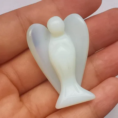 Miniatura 13 de Estatua de ángel guardián de oración de cristal curativo de jade verde natural, 1.5 pulgadas, tallado en bolsillo, figuras de piedra de palma