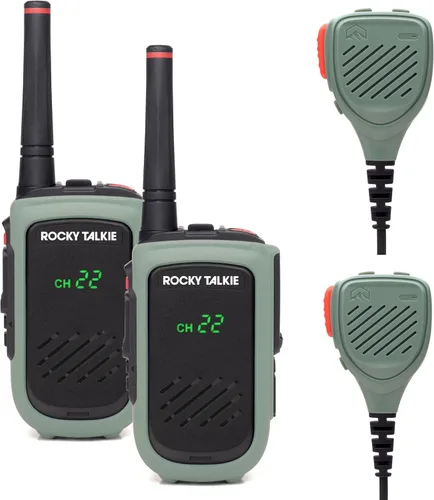 Miniatura 10 de Rocky Talkie Expedition Radio de 5 Vatios con Micrófono de Mano Impermeable - Radio GMRS con Impermeabilización IP67, Walkie Talkie de Largo