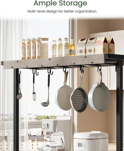 Miniatura 5 de CHOEZON Isla de cocina con toma de corriente, mesa de isla de cocina con parte superior plegable, islas de almacenamiento estacionario, barra