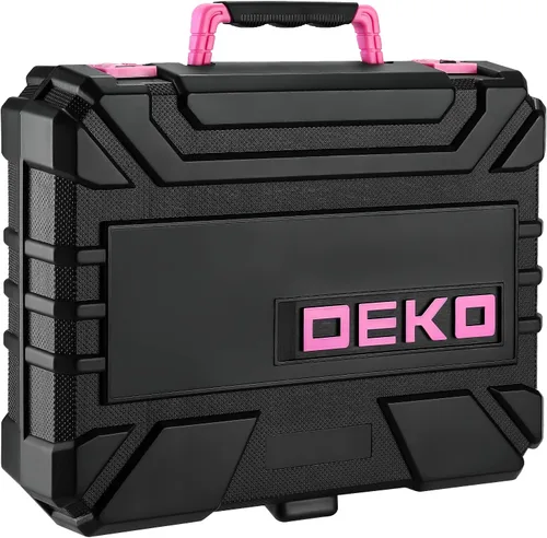 Miniatura 6 de DEKOPRO Juego de taladros, juego de herramientas para el hogar con taladro inalámbrico rosa de 8 V, kit de herramientas manuales para mujeres, 126