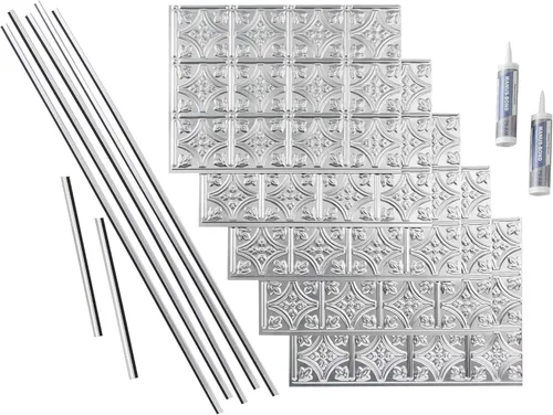 Miniatura 8 de FASÄDE Kit decorativo para salpicaduras de vinilo de estilo tradicional y patrón 1 de 15 pies cuadrados en bronce argente Bronce de plata