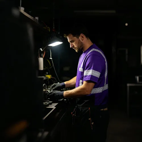 Miniatura 2 de Camisas de seguridad Hi Vis con tiras reflectantes, camisas de construcción de fondo negro para hombres y mujeres Púrpura