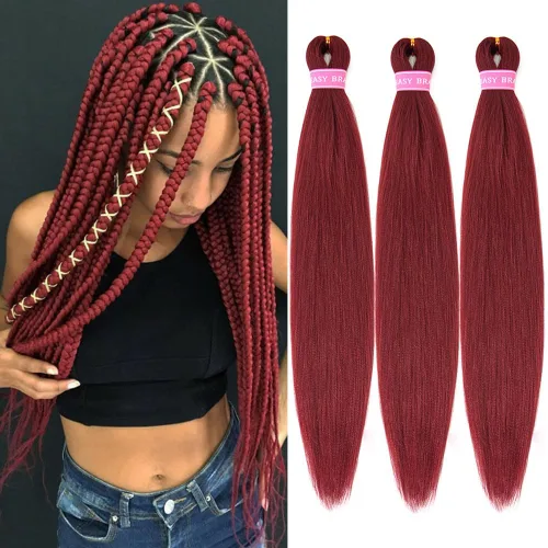Miniatura 12 de Cabello para trenzar preestirado plateado, 20 pulgadas, 6 paquetes de extensiones de cabello trenzado Ombre preestiradas para mujeres, fibra