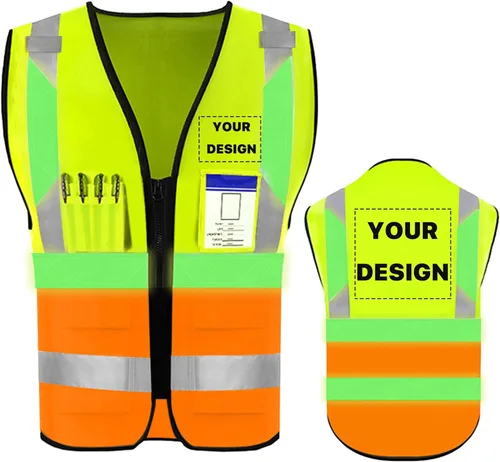 Miniatura 10 de Chaleco de seguridad de alta visibilidad reflectante, personaliza tu logotipo, ropa de trabajo de seguridad con tiras reflectantes y bolsillos A