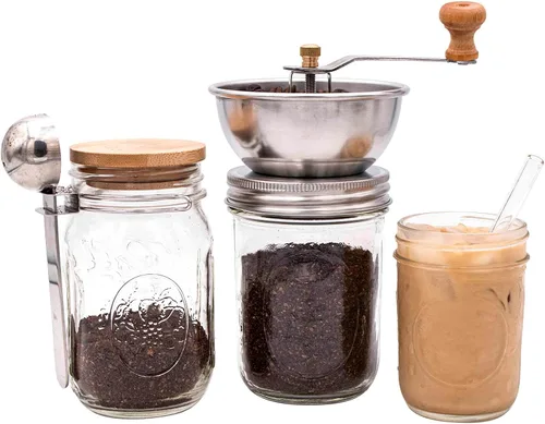 Miniatura 9 de Mason Jar Lifestyle Tapa para molinillo de café y especias para tarros Mason de boca ancha, accesorio manual de molinillo de cerámica, moler