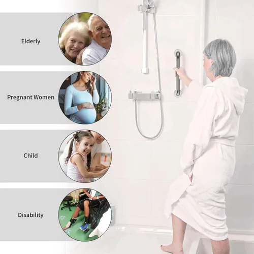 Miniatura 4 de Barra de agarre para ducha de acero inoxidable, mango de ducha ZUEXT, barra de equilibrio para el baño - soporte de pasamanos de seguridad - Níquel