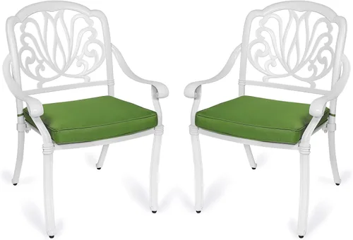 VIVIJASON Sillas acolchadas de 2 piezas para exteriores, sillas de comedor de aluminio fundido para patio, juego de sillas de bistró para balcón,