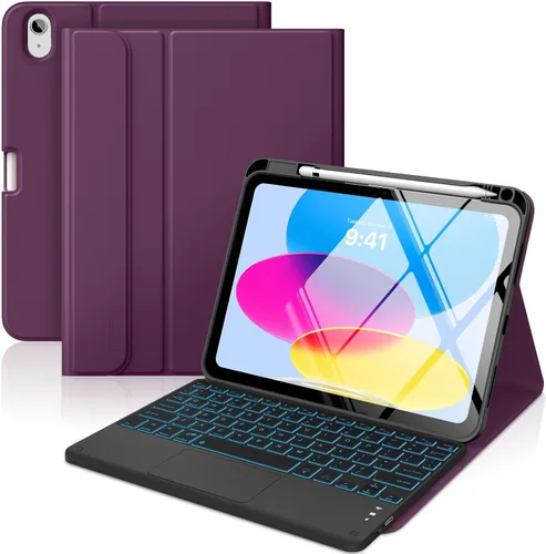 Miniatura 21 de MoKo Funda con teclado táctil para iPad (A16) 11ª generación de 11 pulgadas 2025, iPad de 10.9 pulgadas de 10.9 pulgadas, funda con soporte para azul