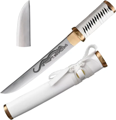 Miniatura 11 de Cuchillo de acero al manganeso 1065 hecho a mano con accesorios de cobre Azul