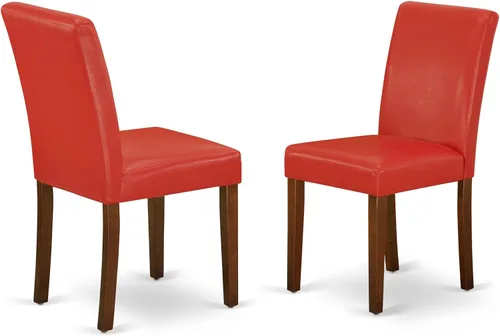 Miniatura 17 de East West Furniture ABP4T55 Abbott Parson - Juego de 2 sillas de comedor acolchadas de piel sintética azul oasis, color roble