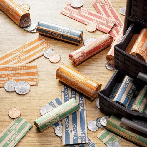 Miniatura 3 de 1000 envoltorios planos para monedas, soporte para monedas de cuartos, práctico envoltorio de monedas de almacenamiento de un cuarto – 1000