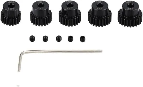 Miniatura 6 de Juego de engranajes de piñón de actualización de acero endurecido 48P: 19T 20T 21T 22T 23T ajuste 0.125 in (1/8 pulgadas) eje de motor RC