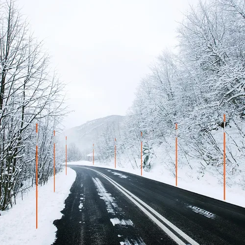 Miniatura 6 de 20 piezas de marcadores de calzada, postes reflectantes de calzada de 4 pies, estacas de nieve de fibra de vidrio naranja con cinta reflectante