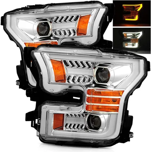 Miniatura 10 de AlphaRex PRO-Series Faros delanteros negros 15-17 para Ford F150 tipo halógena con tubo LED negro doble proyector con luz DRL/señal secuencial/luz