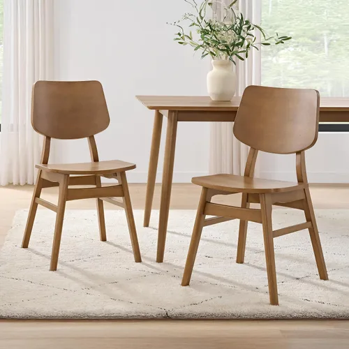 Alaterre Furniture Calais Dining - Juego de 2 sillas de comedor moderno de mediados de siglo, juego de sillas de madera maciza con diseño