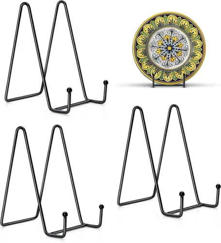 Miniatura 15 de Kruodop Paquete de 3 soportes de placa para exhibición, soporte de placa de 4 pulgadas, soporte de marco de metal para libros, imágenes, caballete