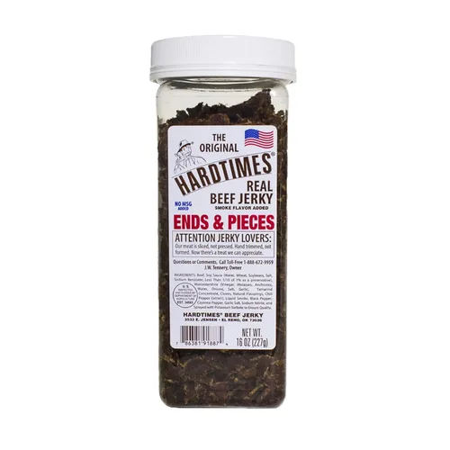 Hardtimes Cecina de Vaca Artesanal en Puntas y Trozos - Sabor Original - Frasco de 16 oz
