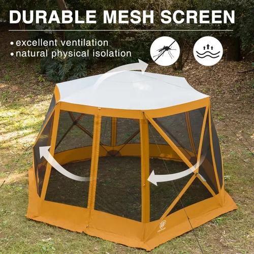 Miniatura 3 de EVER ADVANCED Tienda de campaña emergente para patio trasero, 11.5 x 9.8 pies, Tienda de campaña instantánea con pantalla y mosquitero, naranja