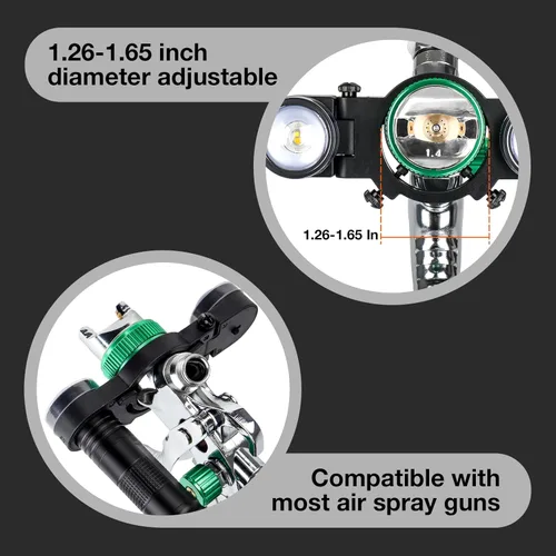 Miniatura 4 de YUZES Luz para Pistola de Pintura en Aerosol con Cargador, Luz Blanca/Cálida 2 Modos, 3 Niveles de Brillo Ajustable, Sistema de Iluminación LED