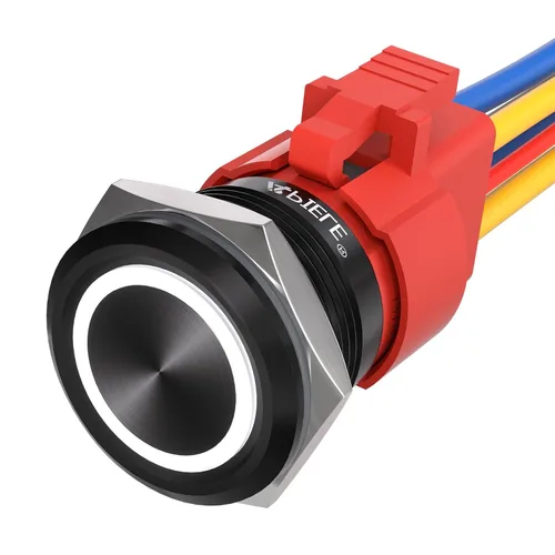 Miniatura 15 de APIELE Interruptor de botón momentáneo de 10 A, 22 mm, LED ojo de ángel, impermeable, redondo, autorresetable, 7/8'', 1NO 1NC