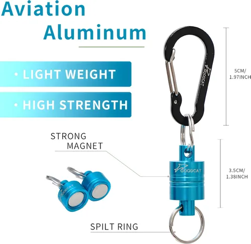 Miniatura 3 de GOODCAT Strongest Magnetic Fly Fishing Net Release - Retractable Coiled Lanyard with Carabiner, Magnet Keychain Clip Retractor