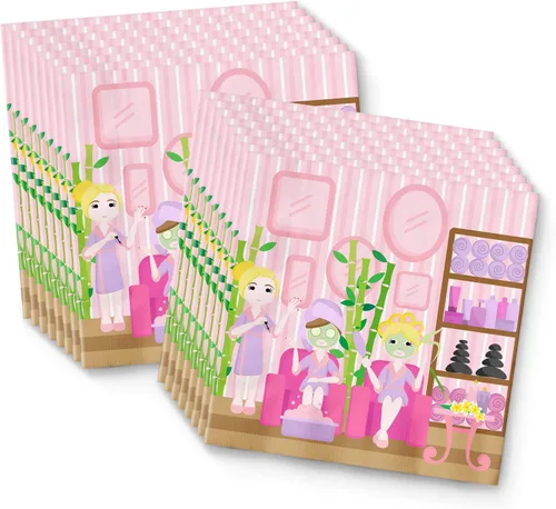 Miniatura 4 de Suministros para fiestas de spa para niñas - Kit de fiesta de pijamas para 16 El juego de vajilla incluye platos, servilletas y tazas