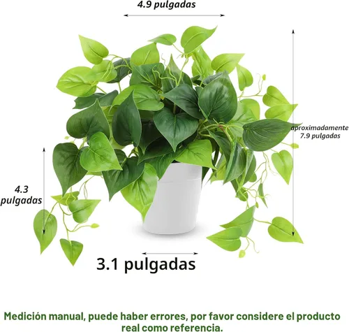 Miniatura 2 de CEWOR Plantas Artificiales Pothos Falso con Maceta de Plástico Planta Artificial en Maceta para Hogar Oficina Dormitorio Decoración
