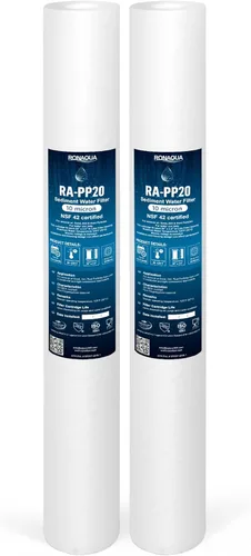 Miniatura 11 de Ronaqua Cartucho de filtro de agua de sedimentos estándar de 10 micrones de 20 x 2.5 pulgadas, certificado NSF, filtración de 4 capas para sistemas