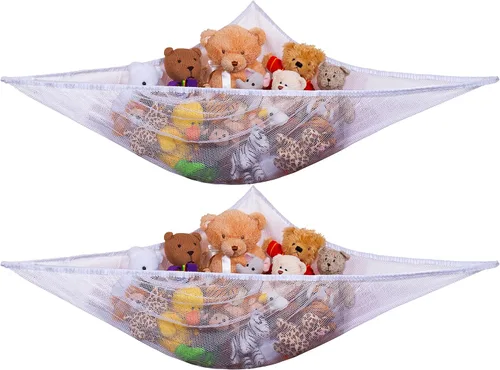 Handy Laundry Hamaca de Juguete Jumbo, Blanca, Organiza Animales de Peluche y Juguetes para Niños con esta Hamaca de Malla, Gran Decoración, Blanco