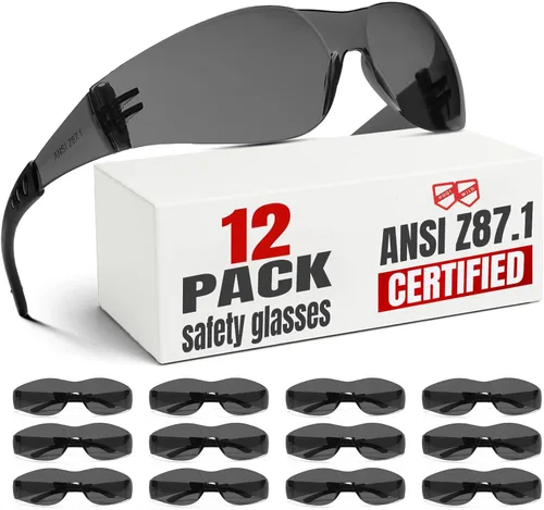 Miniatura 8 de Gafas de seguridad transparentes, paquete de 12, gafas de seguridad para hombres y mujeres (certificado ANSI Z87.1), gafas de seguridad Z87 a prueba