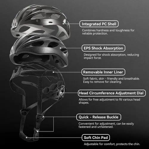 Miniatura 2 de ROCKBROS - Casco de bicicleta para hombres y mujeres adultos con ajuste sugerido de 58-65cm, gafas magnéticas desmontables y visera solar, ligero Ti