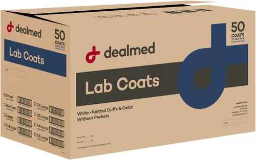 Miniatura 7 de Dealmed Abrigo de laboratorio SMS desechable, sin bolsillos, blanco