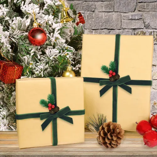 Miniatura 6 de Cinta de terciopelo de 3/8 pulgadas x 25 yardas, cinta de tela para envolver regalos, decoración de coronas, manualidades hechas a mano para hacer