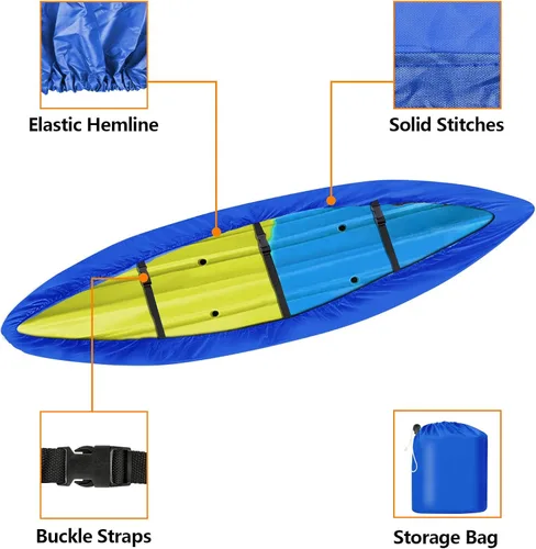 Miniatura 2 de iCOVER Funda para Kayak, Fundas Impermeables para Kayak para Almacenamiento al Aire Libre, Funda Resistente al Polvo para Canoa para Almacenamiento